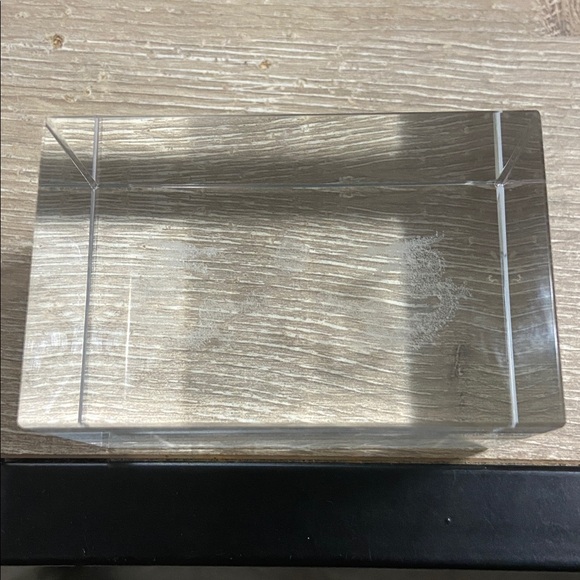 Vintage Crystal Glass Paperweight with Laser Etched Dragon Figures - Picture 2 of 4